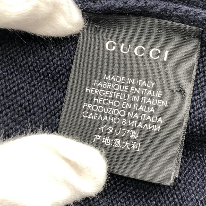 中古】GUCCI インターロッキングG マフラー ネイビー レッド グッチ[17