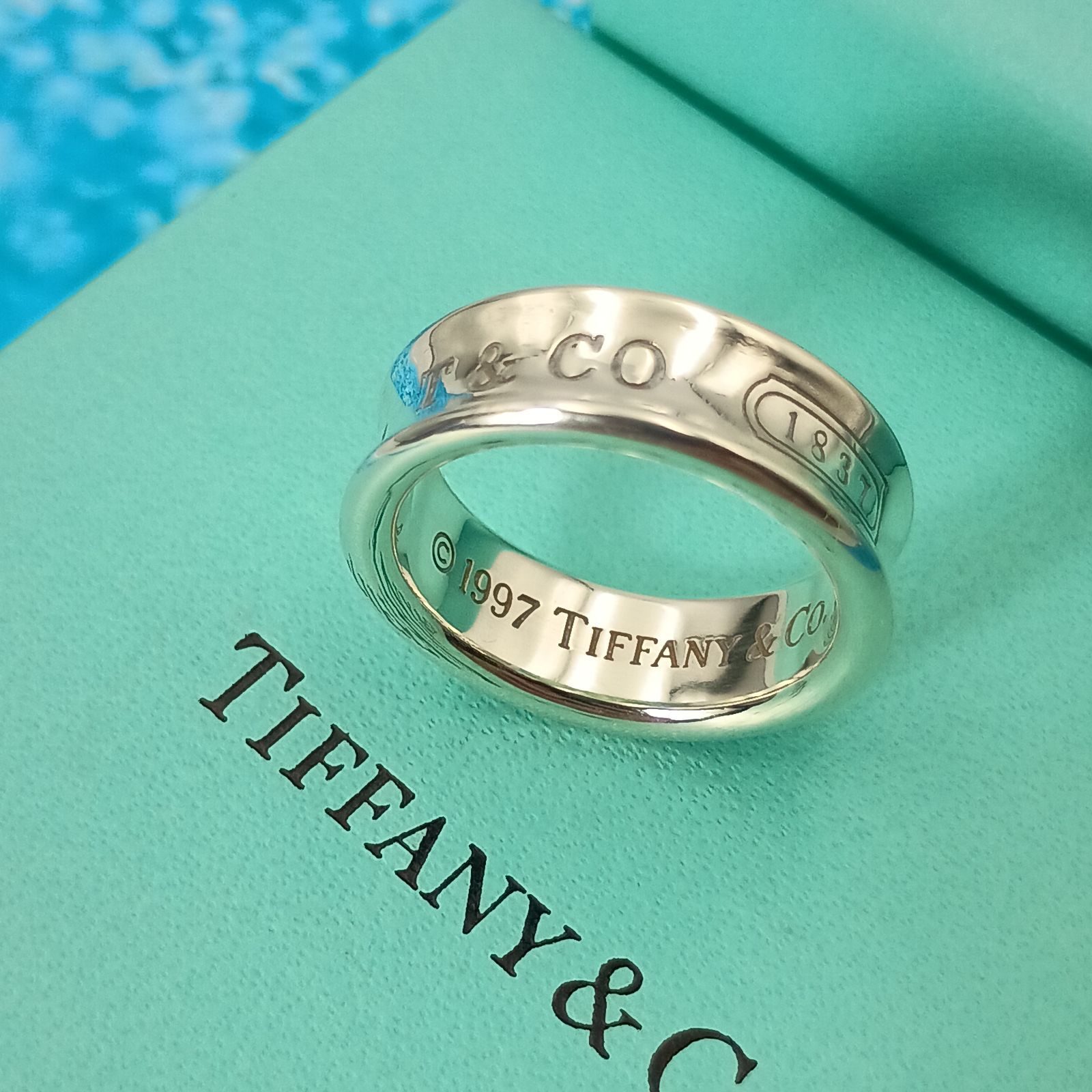 美品 T&CO 1837 Ag925 ナローリング 12号 TIFFANY&Co. ティファニー 14号 ナローリング メンズ レディース ユニ