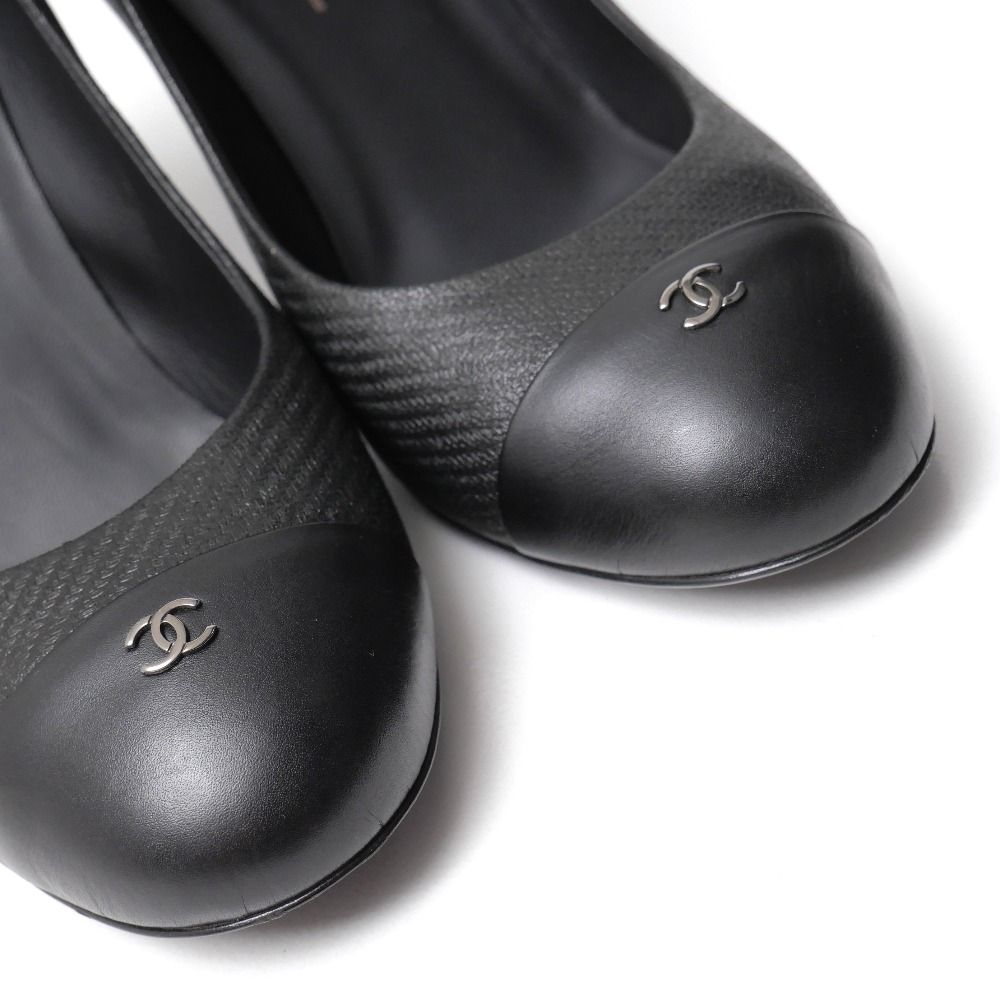 □美品□CHANEL シャネル パンプス サイズ37 1/2 C 13A ココマーク CC