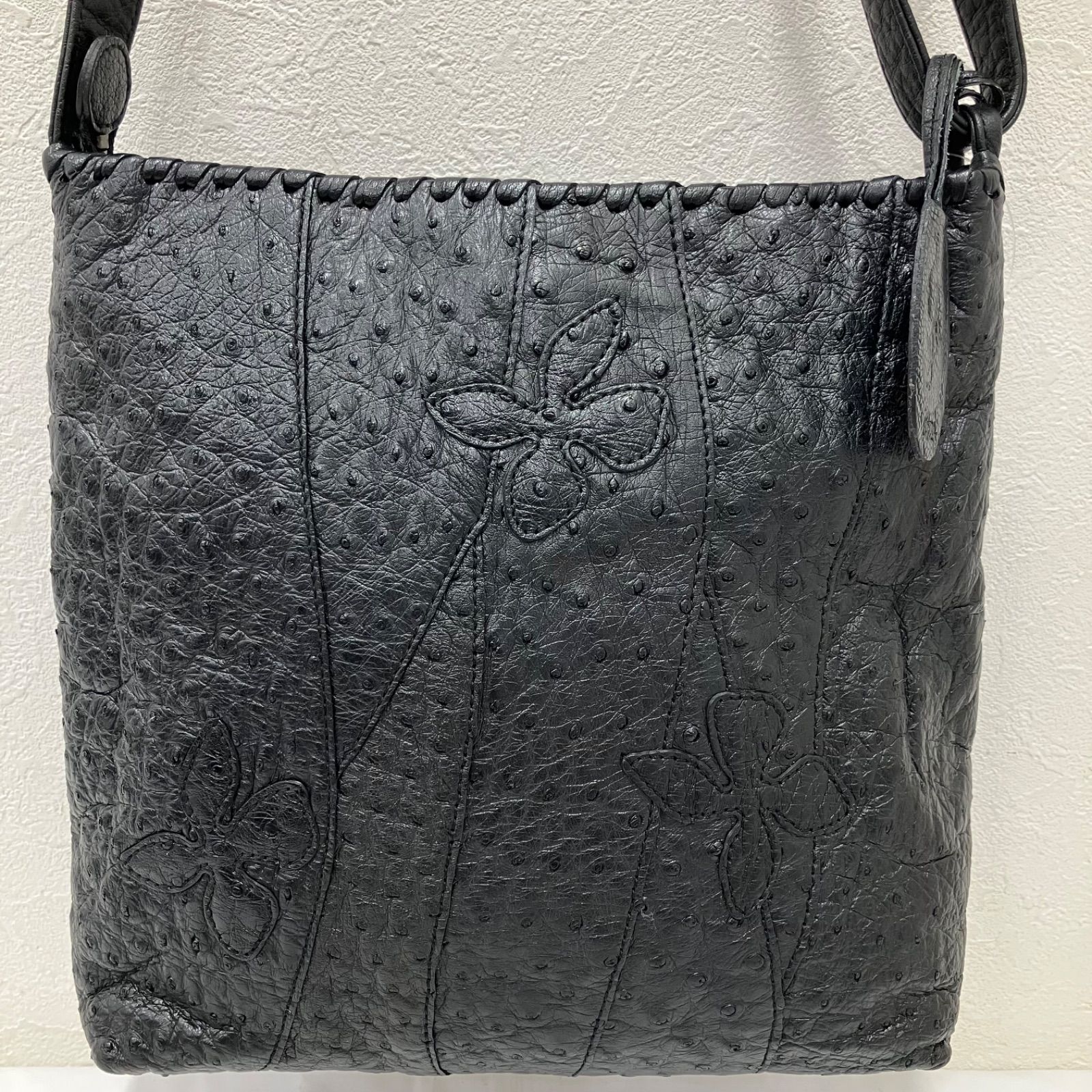 4276 IBIZA イビサ ショルダーバッグ レザー 花 オーストリッチ