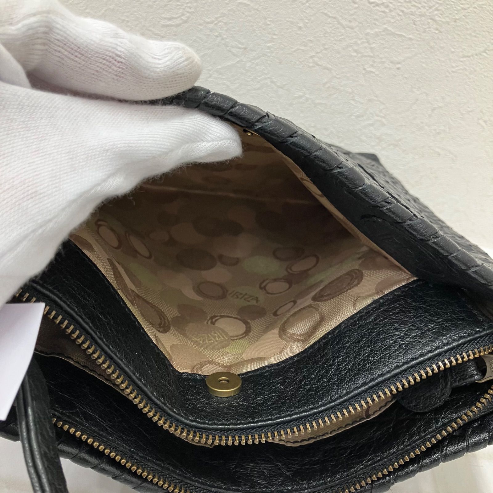 4276 IBIZA イビサ ショルダーバッグ レザー 花 オーストリッチ 