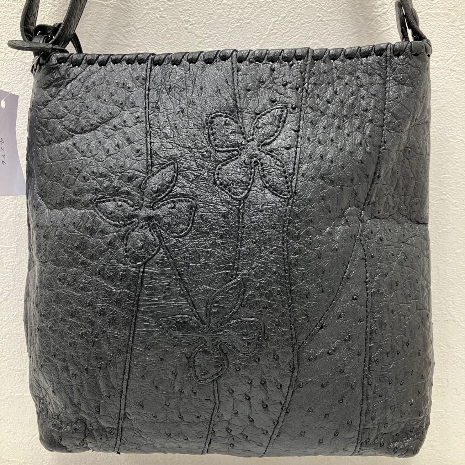 4276 IBIZA イビサ ショルダーバッグ レザー 花 オーストリッチ