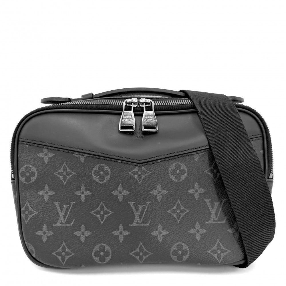 ルイヴィトン ボディバッグ メンズ モノグラムエクリプス バムバッグ ウエストポーチ LOUIS VUITTON M42906 ブラック 黒 シルバー金具【中古品】