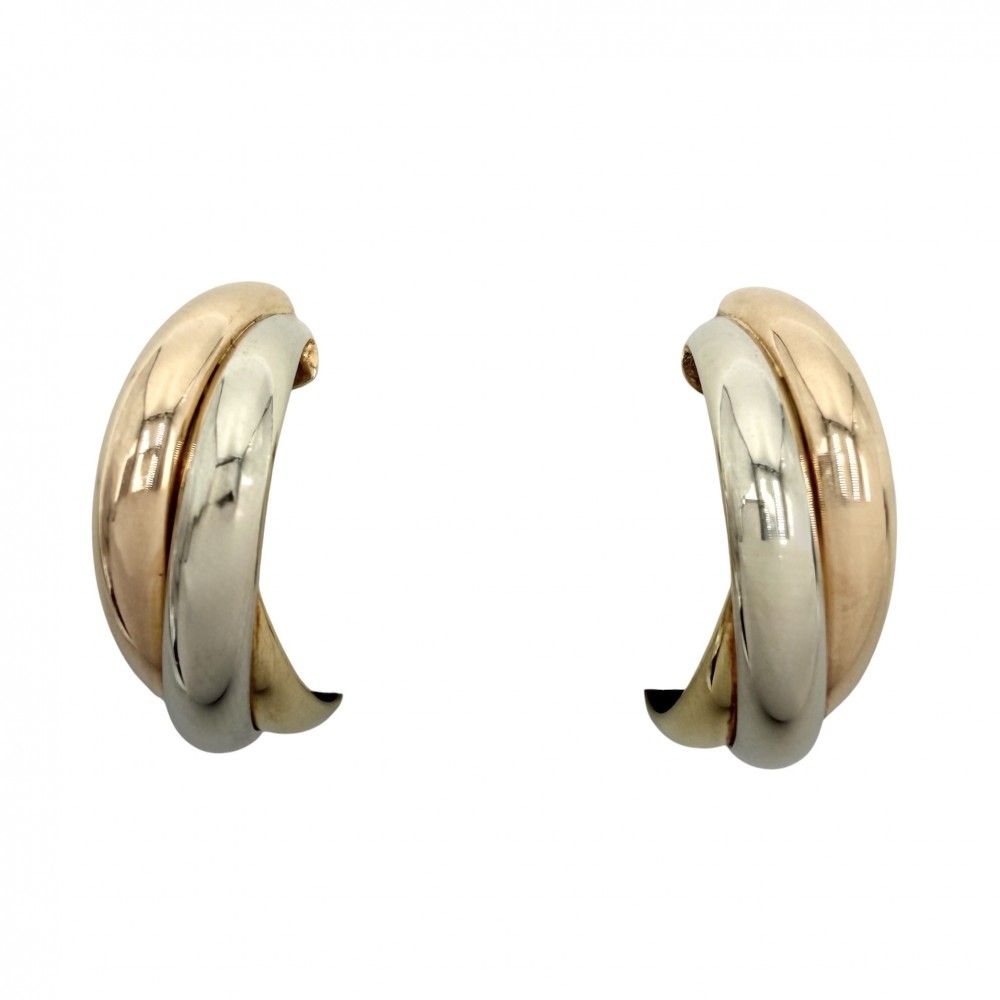 カルティエ イヤリング レディース トリニティ アクセサリー ジュエリー 18金YG/PG/WG Au750 CARTIER K18イエローゴールド K18ピンクゴールド K18ホワイトゴールド 約13.4g 美品【中古品】