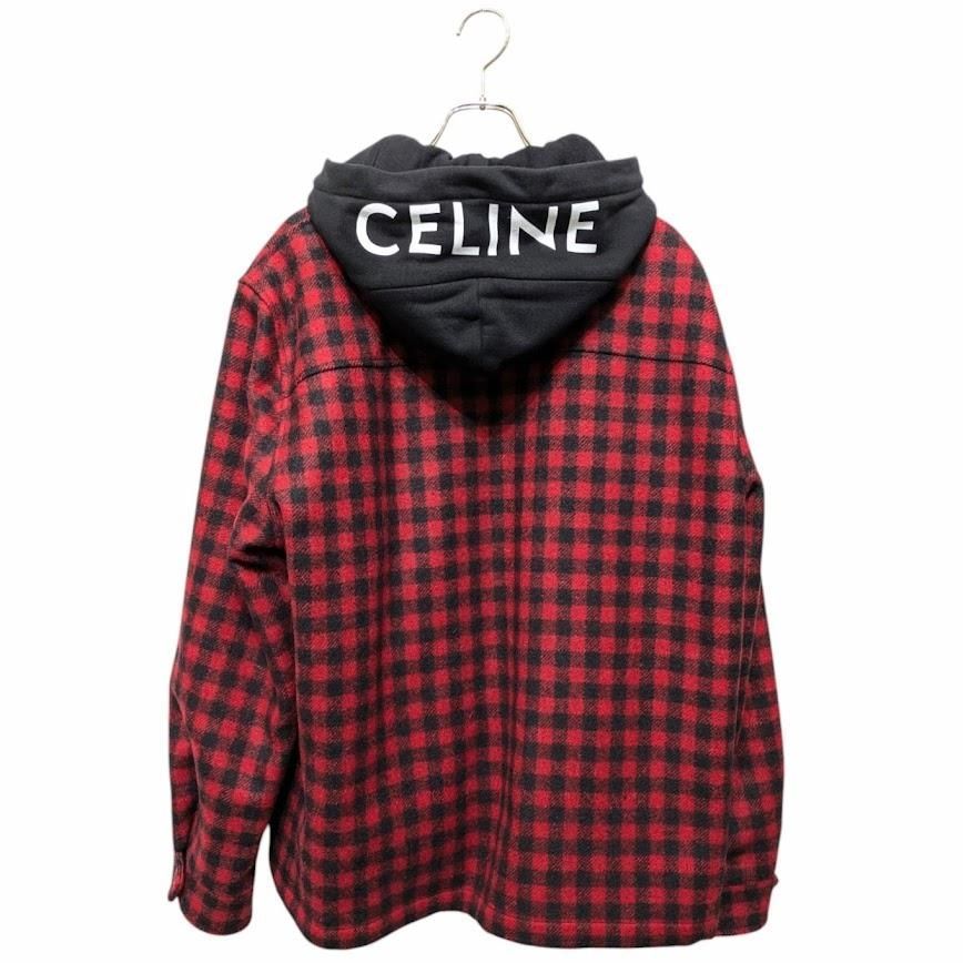 CELINE セリーヌ ブロックチェック 中綿CPOシャツフードジャケット
