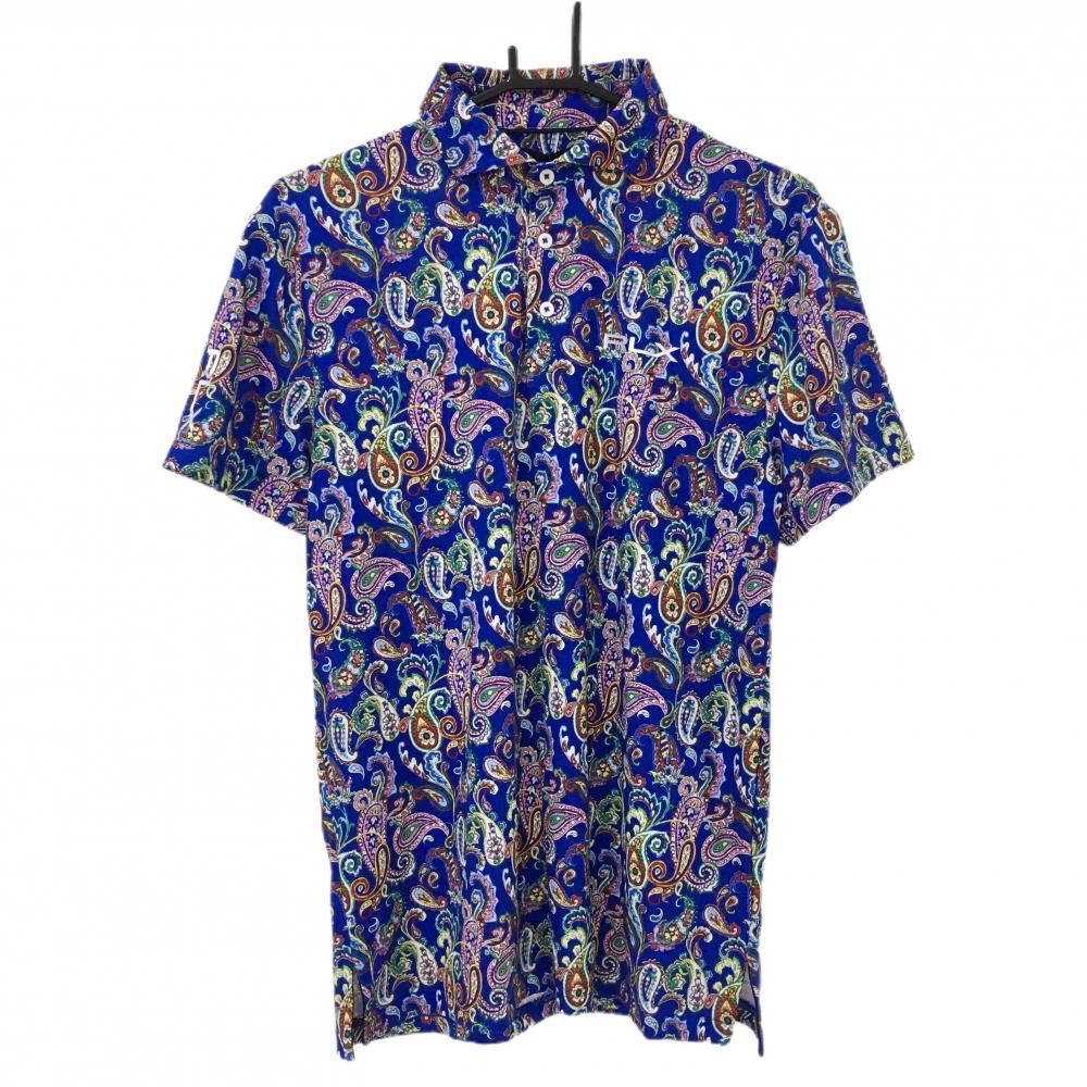 RLX Ralph Lauren ポロシャツ ブルー 総柄 新品】RLXラルフローレン 半袖ポロシャツ ブルー×マルチカラー 総柄