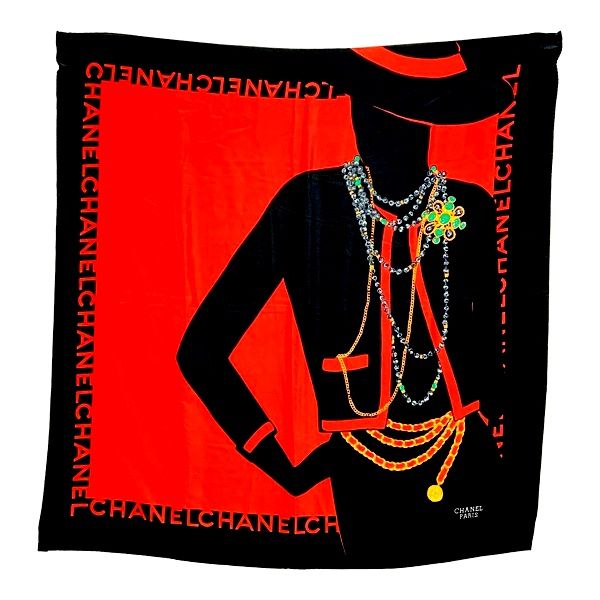 CHANEL シャネル 大判シルクスカーフ マドモアゼル シルエット ココ