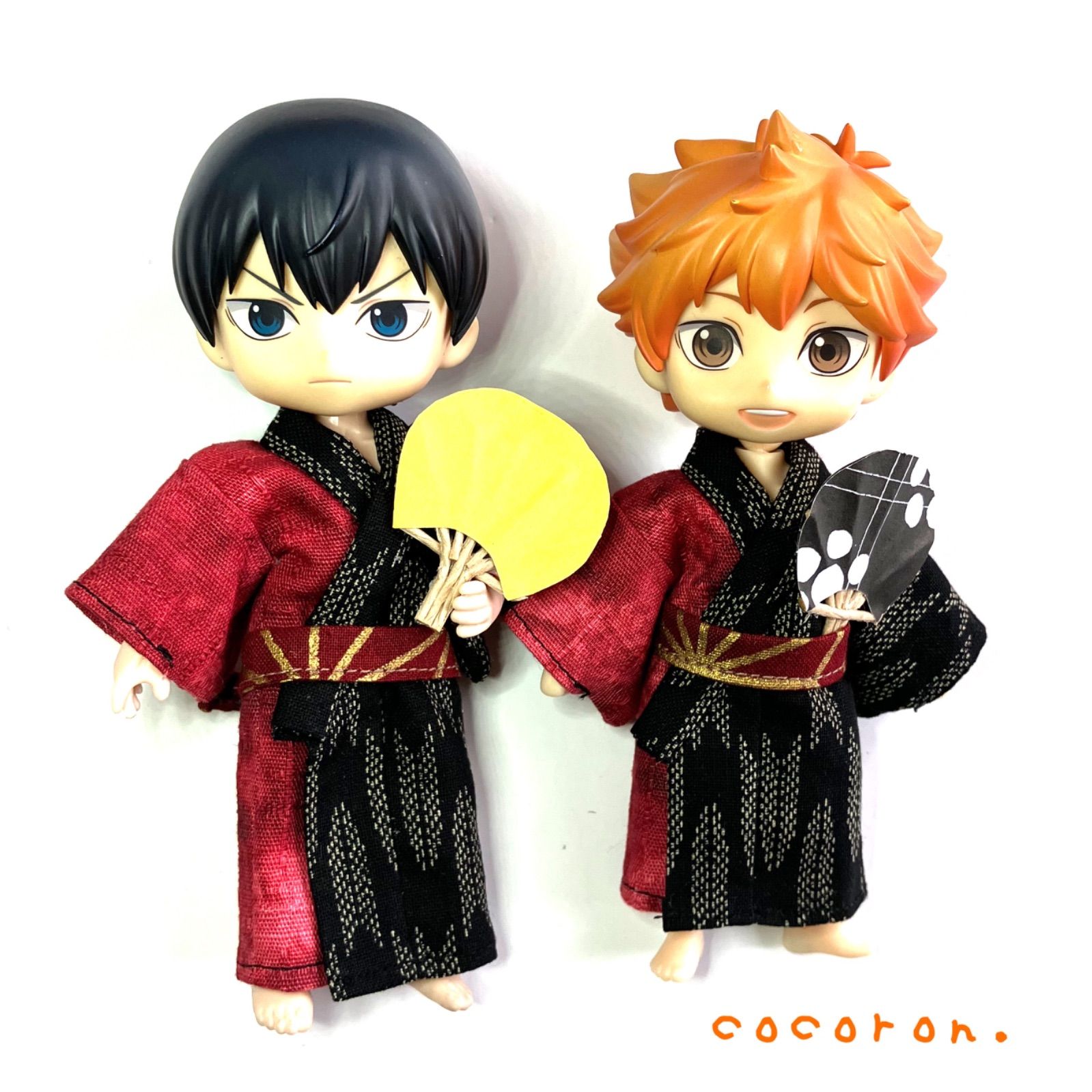 着物/浴衣セット】バイカラー 赤むら染め×矢絣 ねんどろいどどーる
