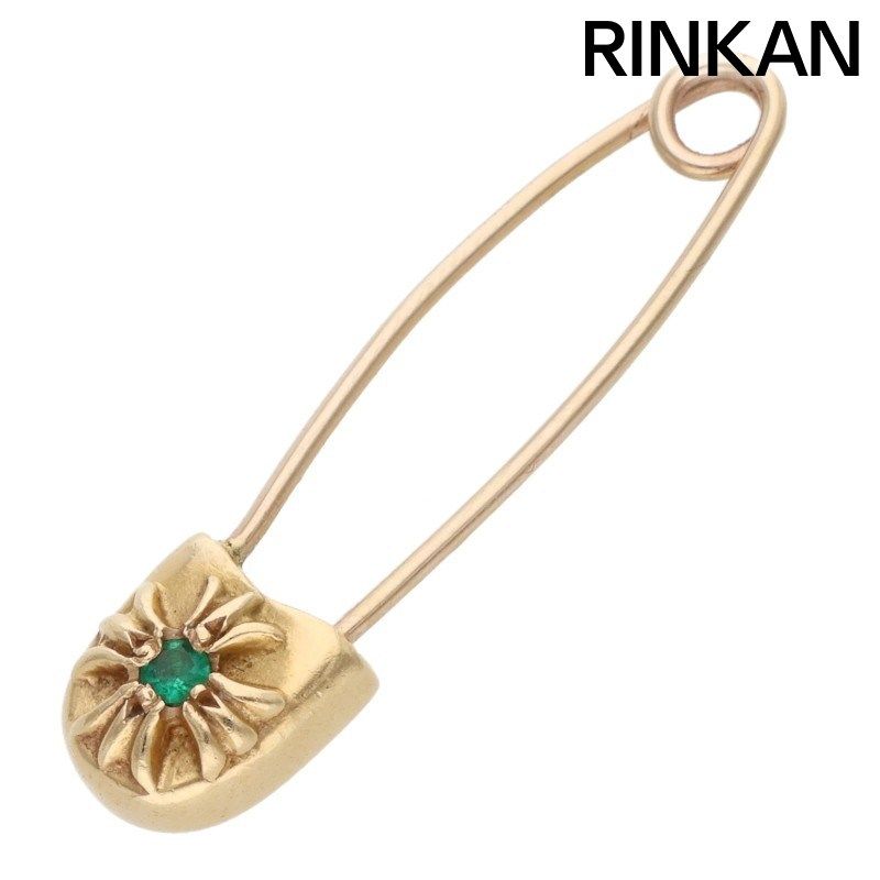 クロムハーツ 22K SAFETY PIN S 1 EMRLD 22Kスモールセーフティピン 1エメラルド ゴールドネックレストップ メンズ