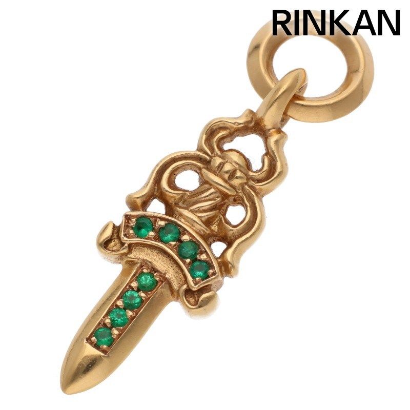 クロムハーツ 22K #5DAGGER P EMRLD #5ダガーチャーム PAVEエメラルド PAVEエメラルドネックレストップ メンズ