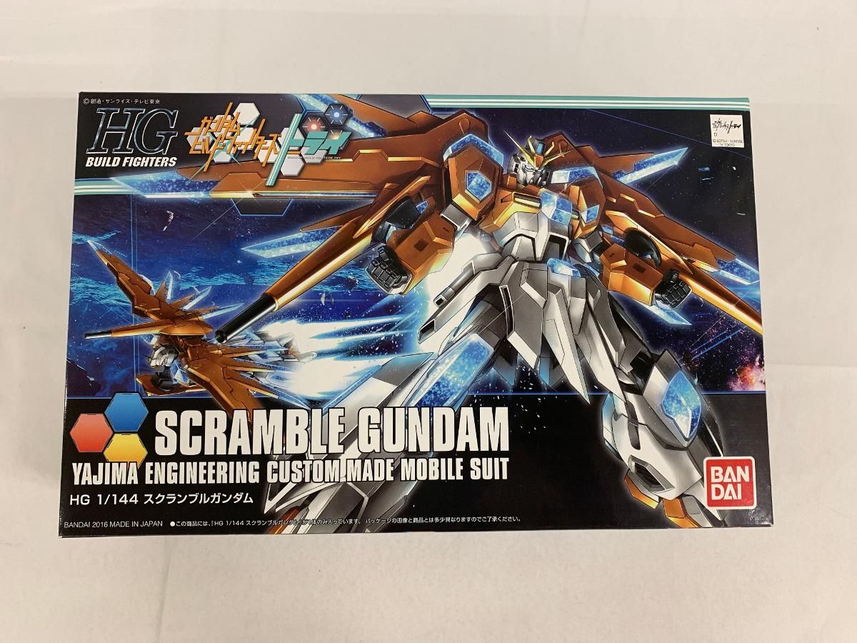 【未開封】HGBF ガンダムビルドファイターズトライ スクランブルガンダム 1/144スケール 色分け済みプラモデル