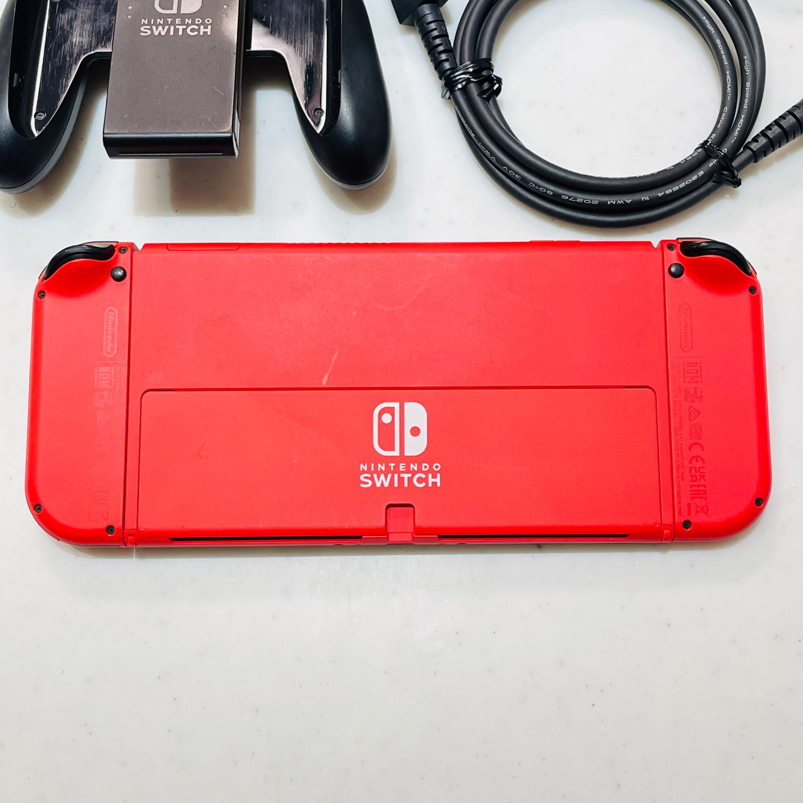 Nintendo Switch レッド 本体 グリップカバー付き 動作確認済 任天堂スイッチ 有機ELモデル マリオレッド 2023年製 美品 動作良好