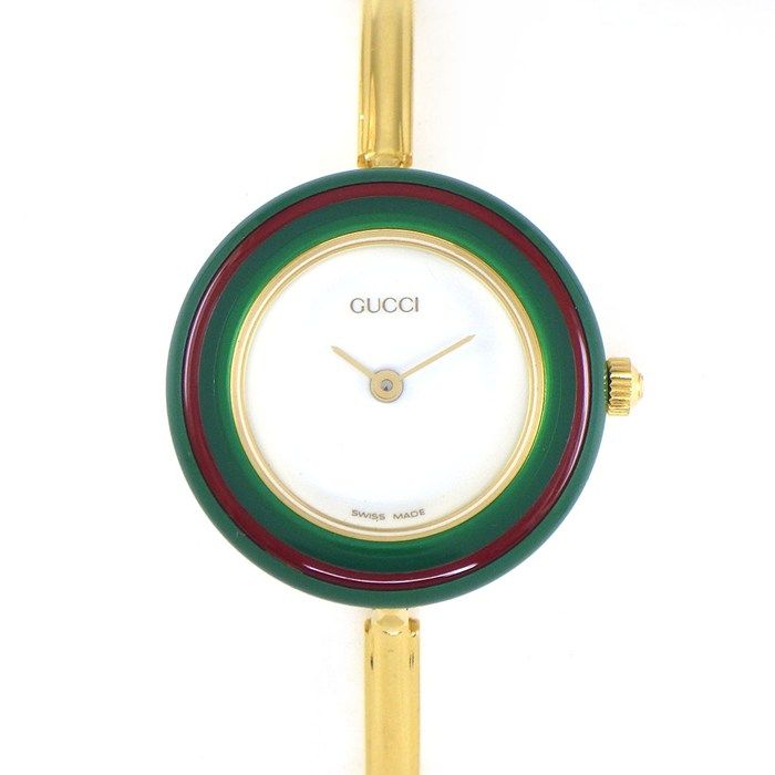 グッチ GUCCI 腕時計 チェンジベゼル 11/12.2 マルチカラーベゼル 全10色 ホワイト文字盤 GP クオーツアナログ 【中古】