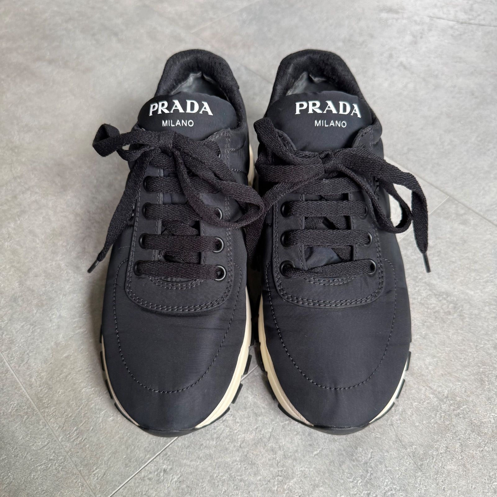 プラダ レザー スニーカー 1E553L☆ブラック 37 PRADA プラダ スニーカー ナイロン ブラック スニーカー 1E553L 35.5