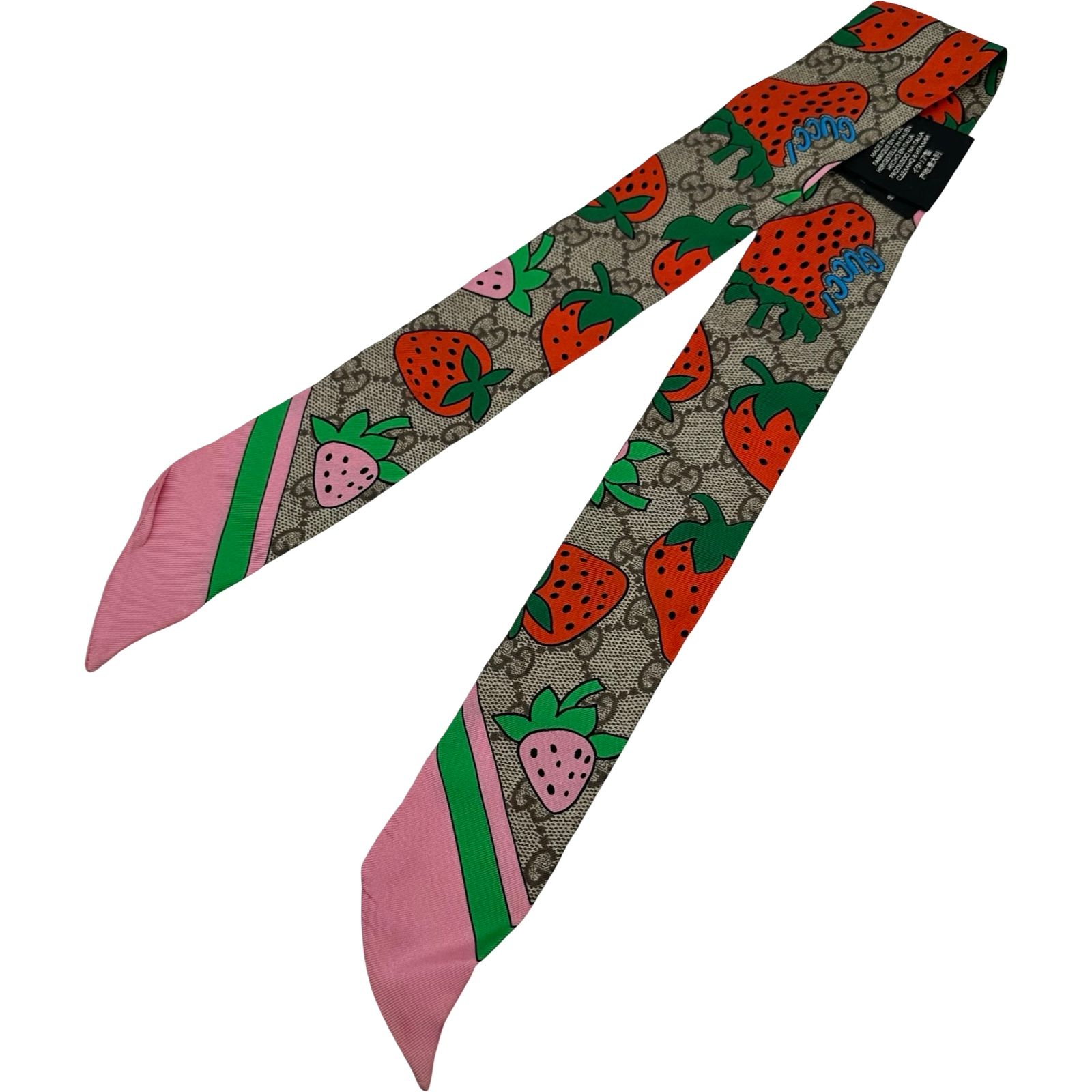 グッチ GUCCI ネックボウ GGストロベリー マルチカラー シルク