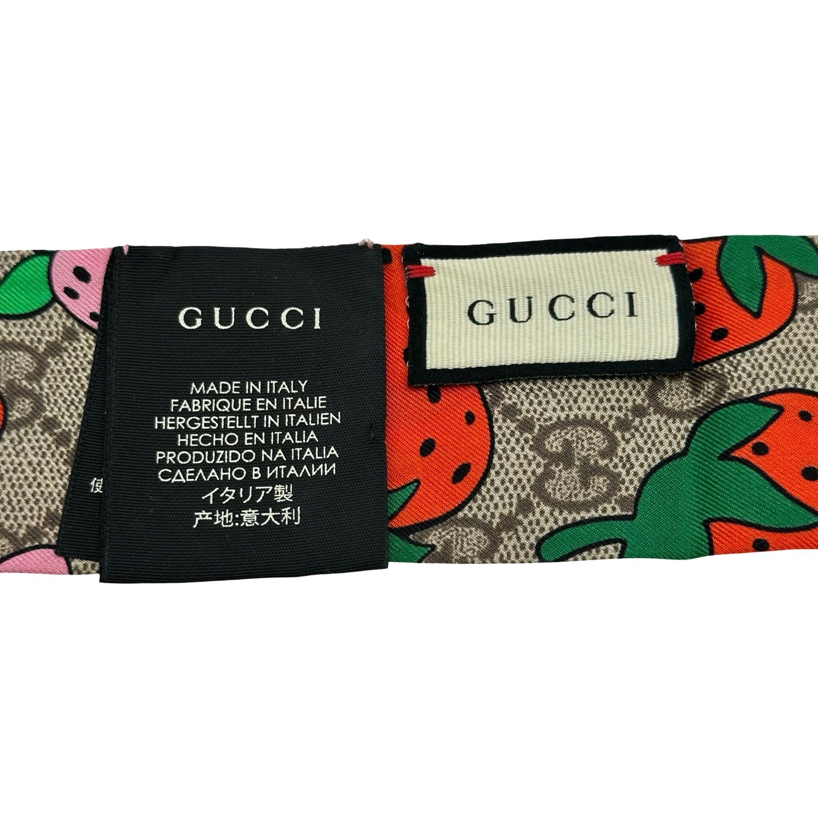 グッチ GUCCI ネックボウ GGストロベリー マルチカラー シルク
