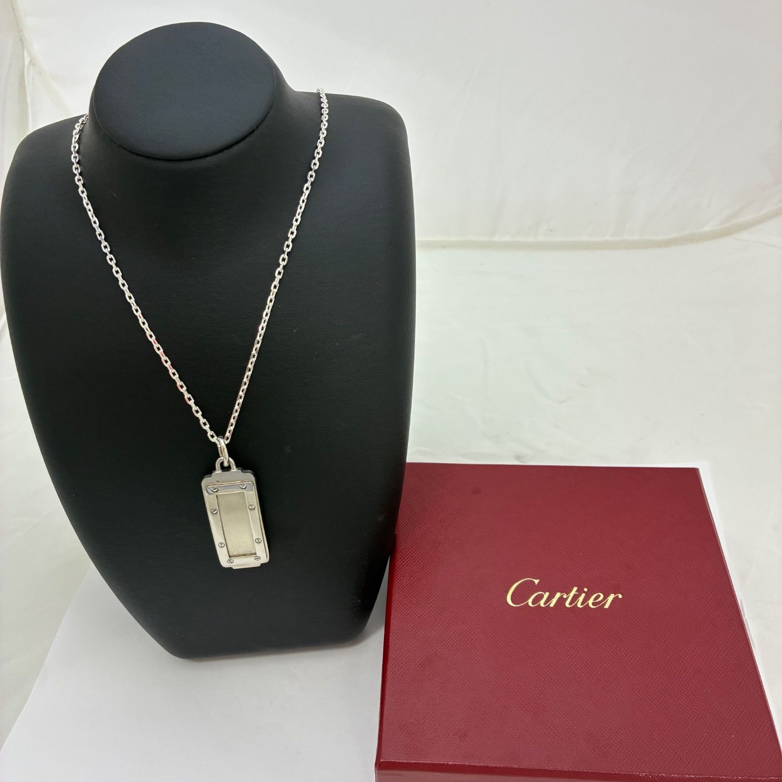 Cartier カルティエ サントス プレート トップ】ネックレス