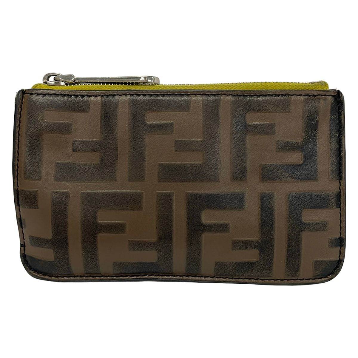 FENDI(フェンディ) コインケース ズッカ柄 8AP161 ブラウン×ダークブラウン 型押し加工/キーリング付き/カードケース付き レザー