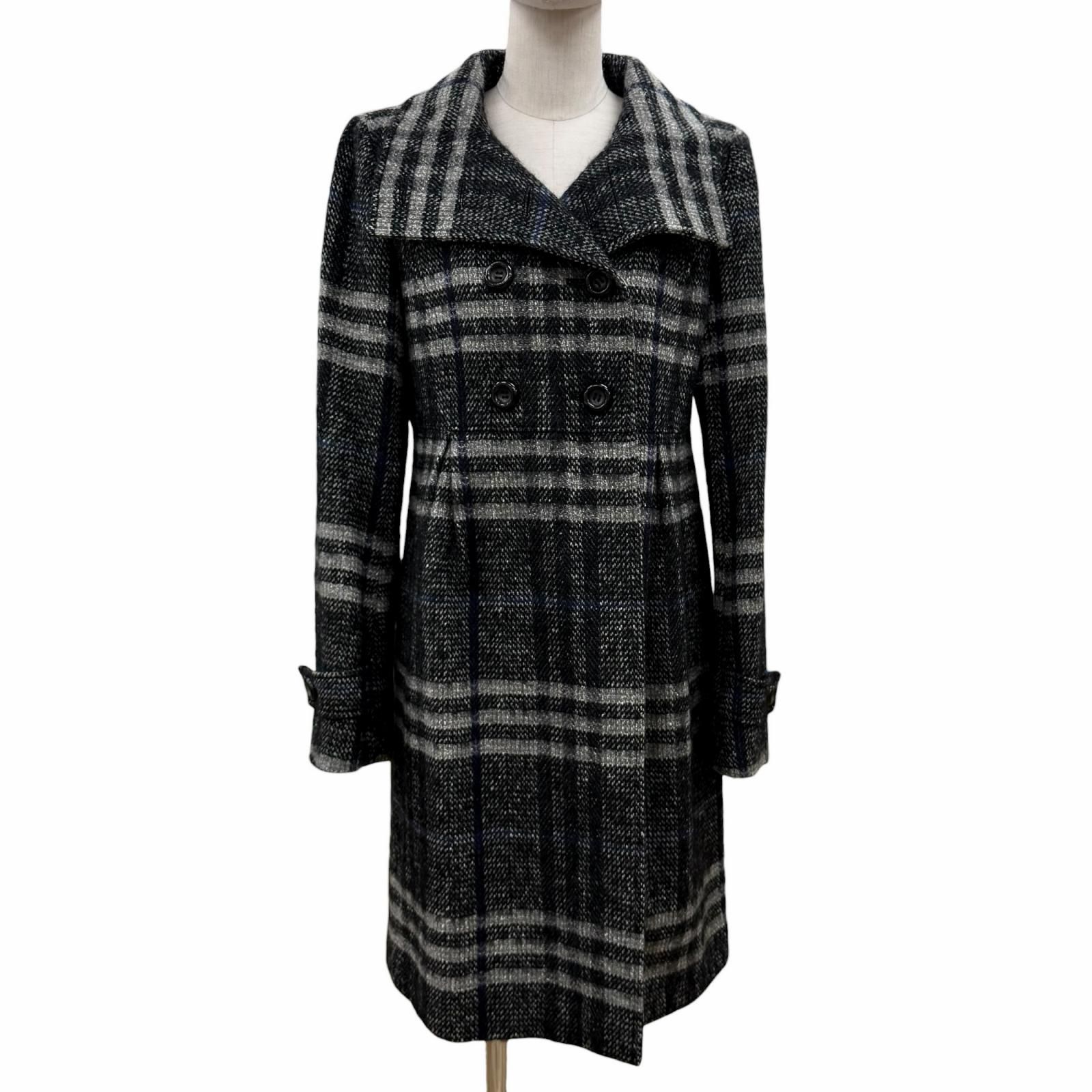 ✨極美品 バーバリーロンドン カシミヤ混 メガチェック ダッフルコート 本革 極美品◇BURBERRY LONDON バーバリーロンドン モヘア シルク混