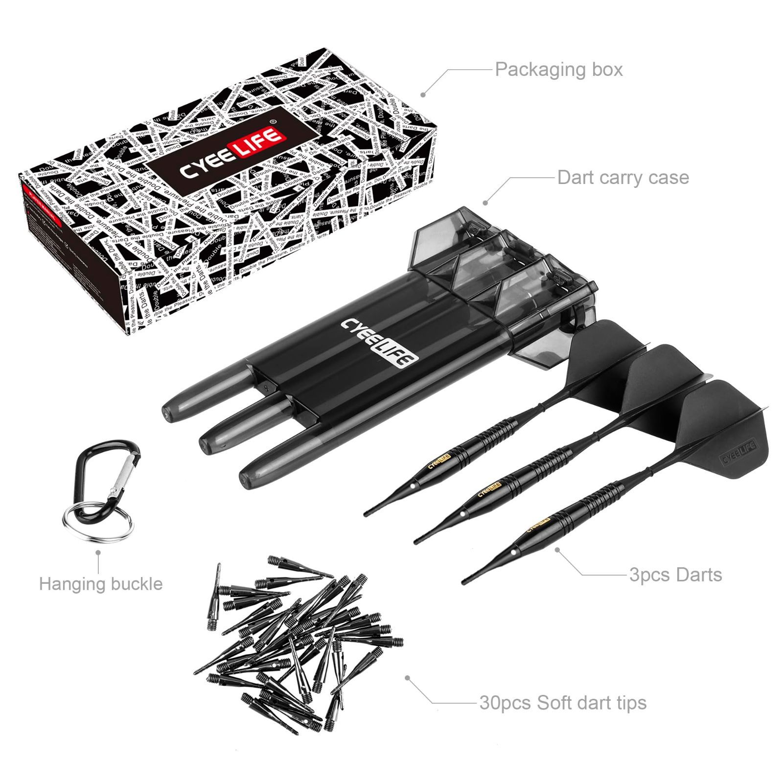 Darts(Black) tip Soft 純銅のソフトチップダーツセッ 16g CyeeLife