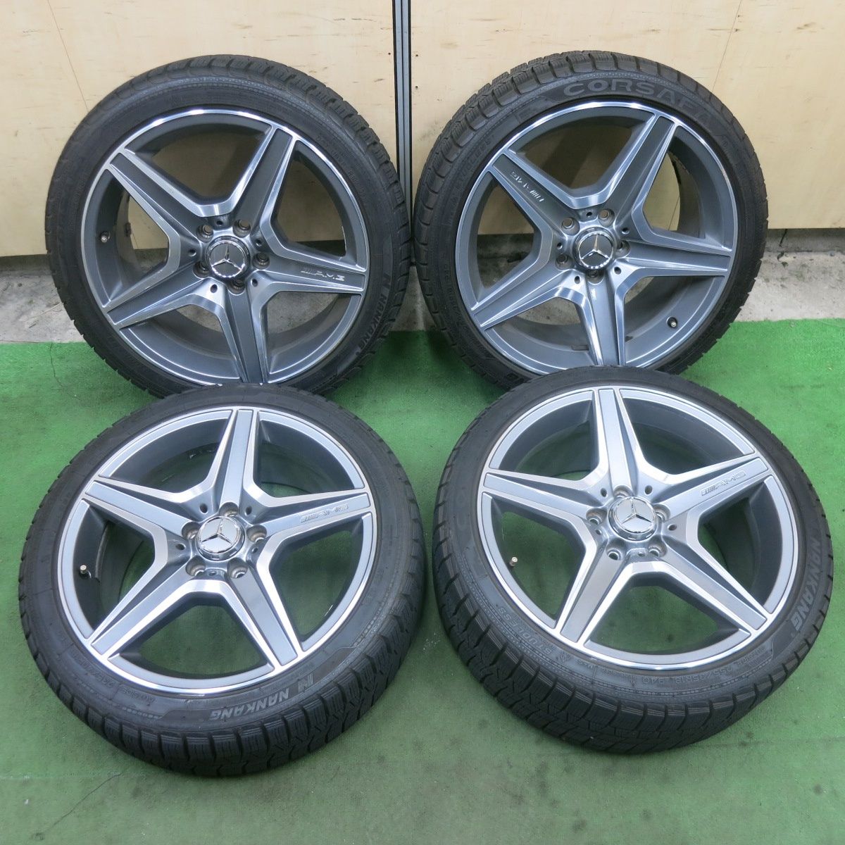 バリ溝！9.5分★ベンツ Cクラス W204 純正 AMG 235/40R18 255/35R18 スタッドレス ナンカン CORSAFA 18インチ PCD112/5H★6052601SKス