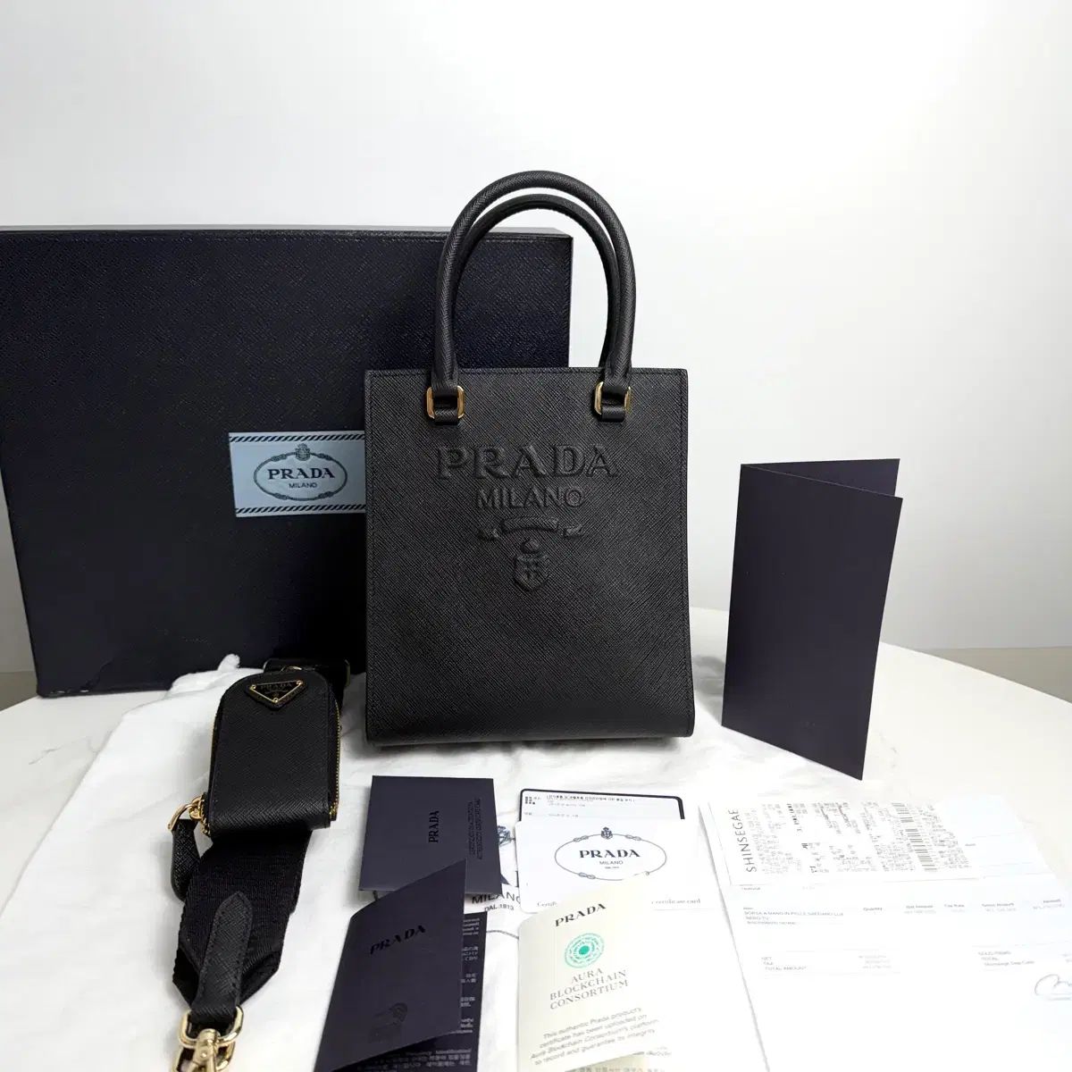 新品級フルセット PRADA プラダ サフィアーノ トップハンドル クロスバック