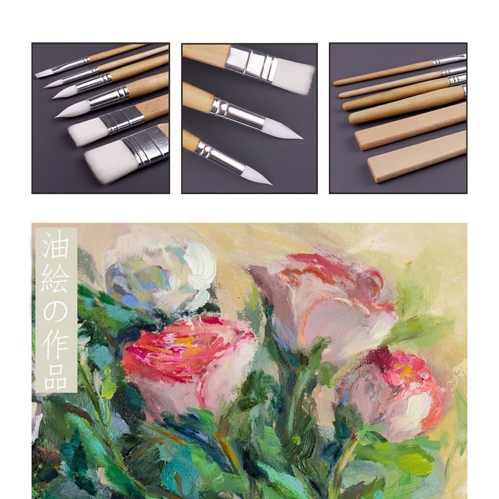 多用途 携帯便利 短毛筆 油絵 丸型 水彩 平型 アクリル絵の具 ナイロン