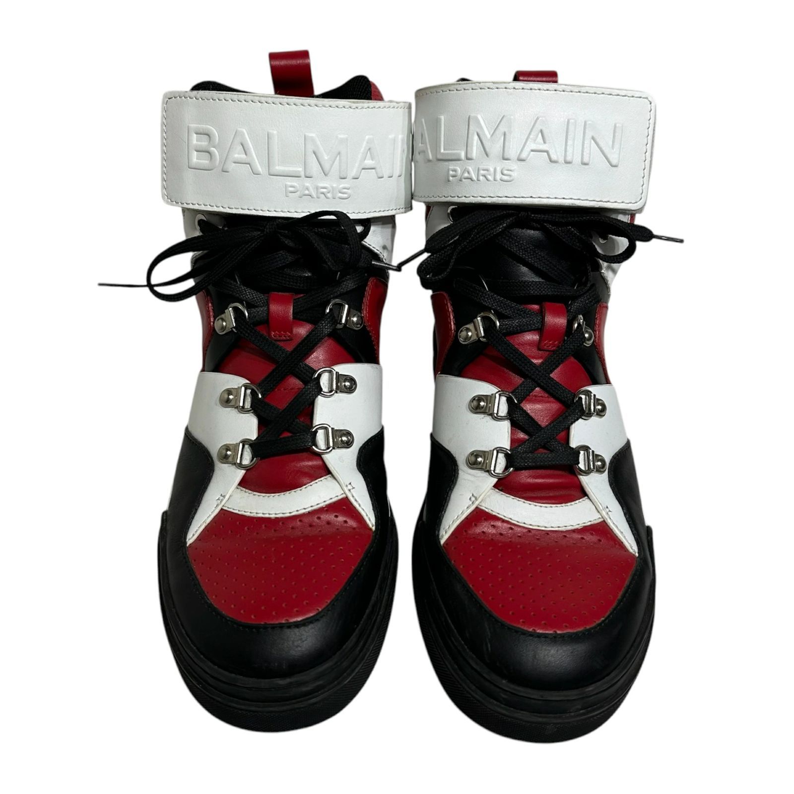 城東80-058] BALMAIN バルマン レザー ハイカットスニーカー マルチ 