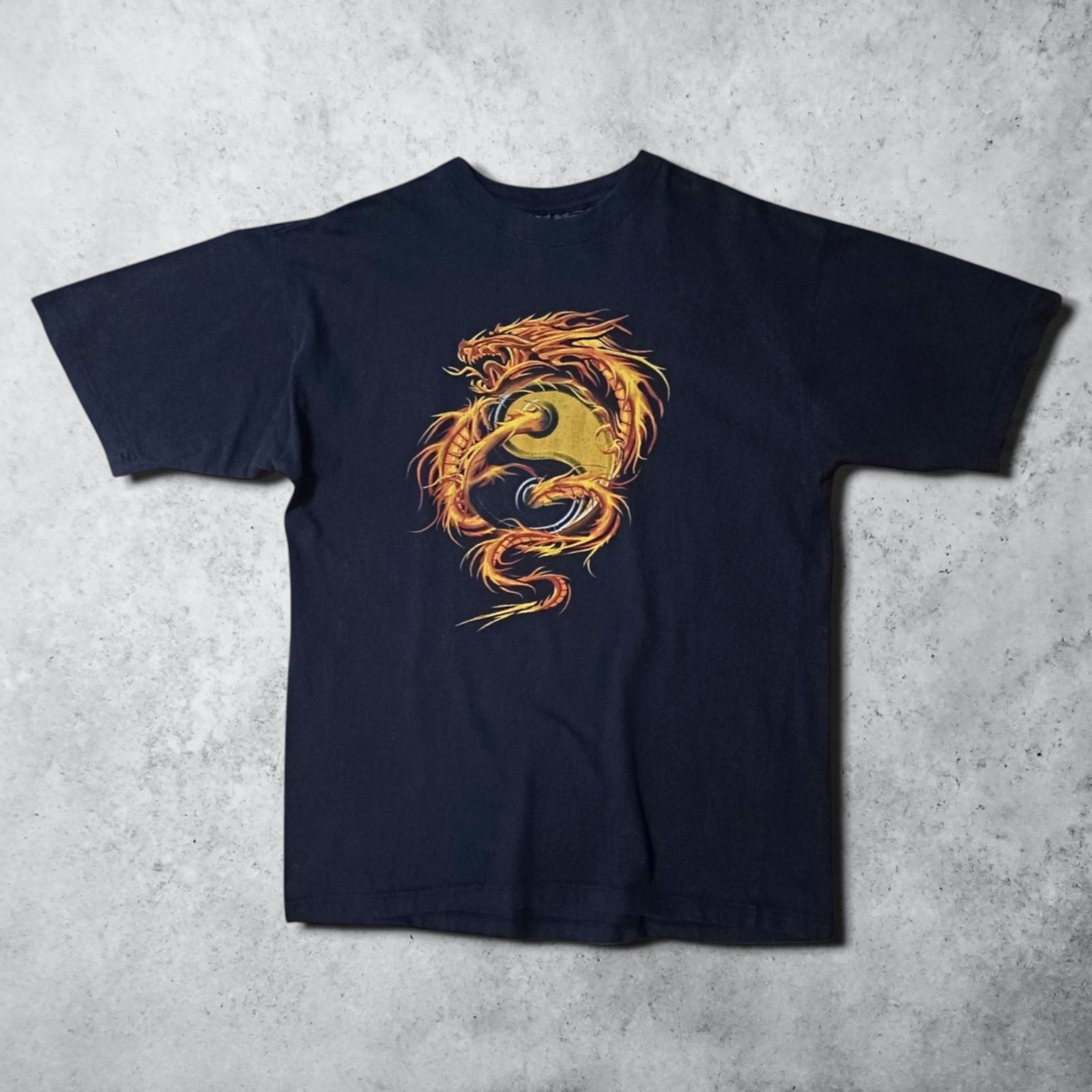 メッカ MECCA 陰陽 龍ドラゴン ファイヤー 炎 インヤン 90s 00s T 