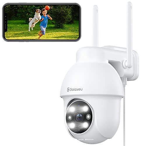 Galayou Y4 2K/3MP屋外防犯カメラ:常時録画ネットワークカメラ、カラー暗視、IP65防水監視カメラ、2.4Gwifiワイヤレス接続、 動体検知、声光警報、センサーライト搭載、発光LED、遠隔操作、双方向音声、PTZパンチルト、家族共有、Alexa Galayou Y4 2K/3MP屋外防犯カメラ:常時録画ネットワークカメラ、カラー暗視、IP65防水監視カメラ、2.4Gwifiワイヤレス接続、 動体検知、声光警報、センサーライト搭載、発光LED、遠隔操作、双方向音声、PTZパンチルト、家族共有、Alexa
