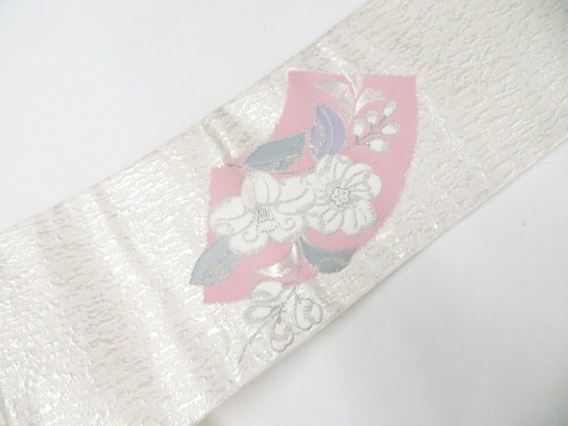 京松】九寸名古屋帯 お太鼓柄 辻ヶ花 錦プラチナ箔 正絹 美品 kyo8b05