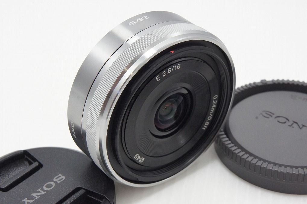 美品 SONY ソニー E 16mm F2.8 SEL16F28 シルバー Eマウント APS-C 単