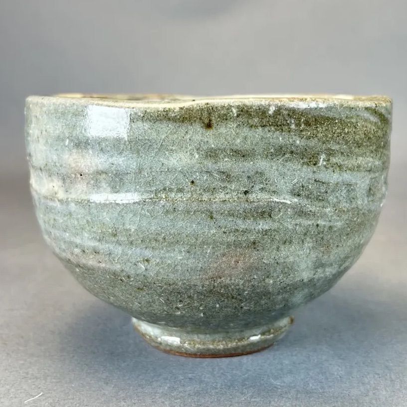 幽玄】益子焼 窪田直文「白釉茶碗」共箱 栞 陶器 釉薬 茶道具 茶碗