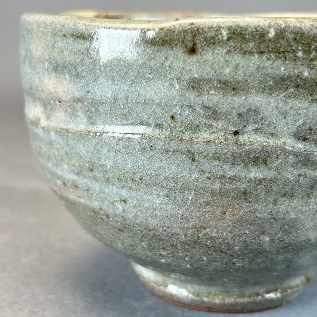 陶器製茶碗3個セット（グレー・白・緑） 幽玄】益子焼 窪田直文「白釉茶碗」共箱 栞 陶器 釉薬 茶道具 茶碗