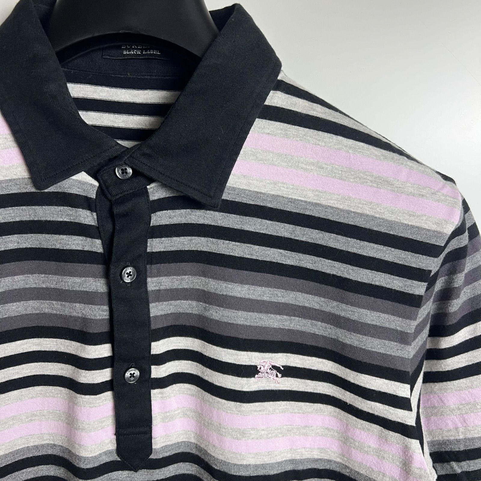 BURBERRY BLACK LABEL 00s y2k archive stripes polo shirts 3 L
