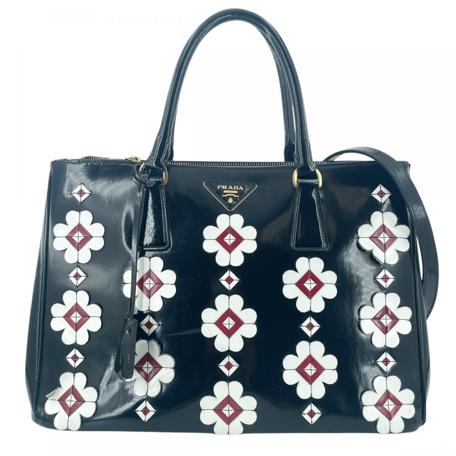 中古】 PRADA プラダ B2274F ガレリア フロラール ハンドバッグ