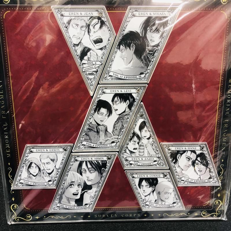 【中古】3点セット)進撃の巨人 MEMORIAL FRAGMENT エレン トレーディングアクリルキーホルダー 【Type GREEN】＆【Type RED】 ジオラマアクリルステンド[22][240022209468] 中古】3点セット)進撃の巨人 MEMORIAL FRAGMENT エレン トレーディング