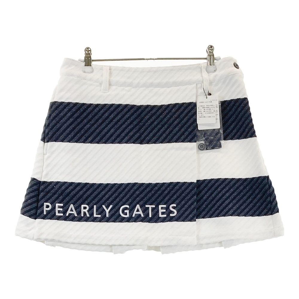 サイズ：1 PEARLY GATES パーリーゲイツ コットン スカート ボーダー柄 ホワイト系 [240101702975] ゴルフウェア レディース ストスト