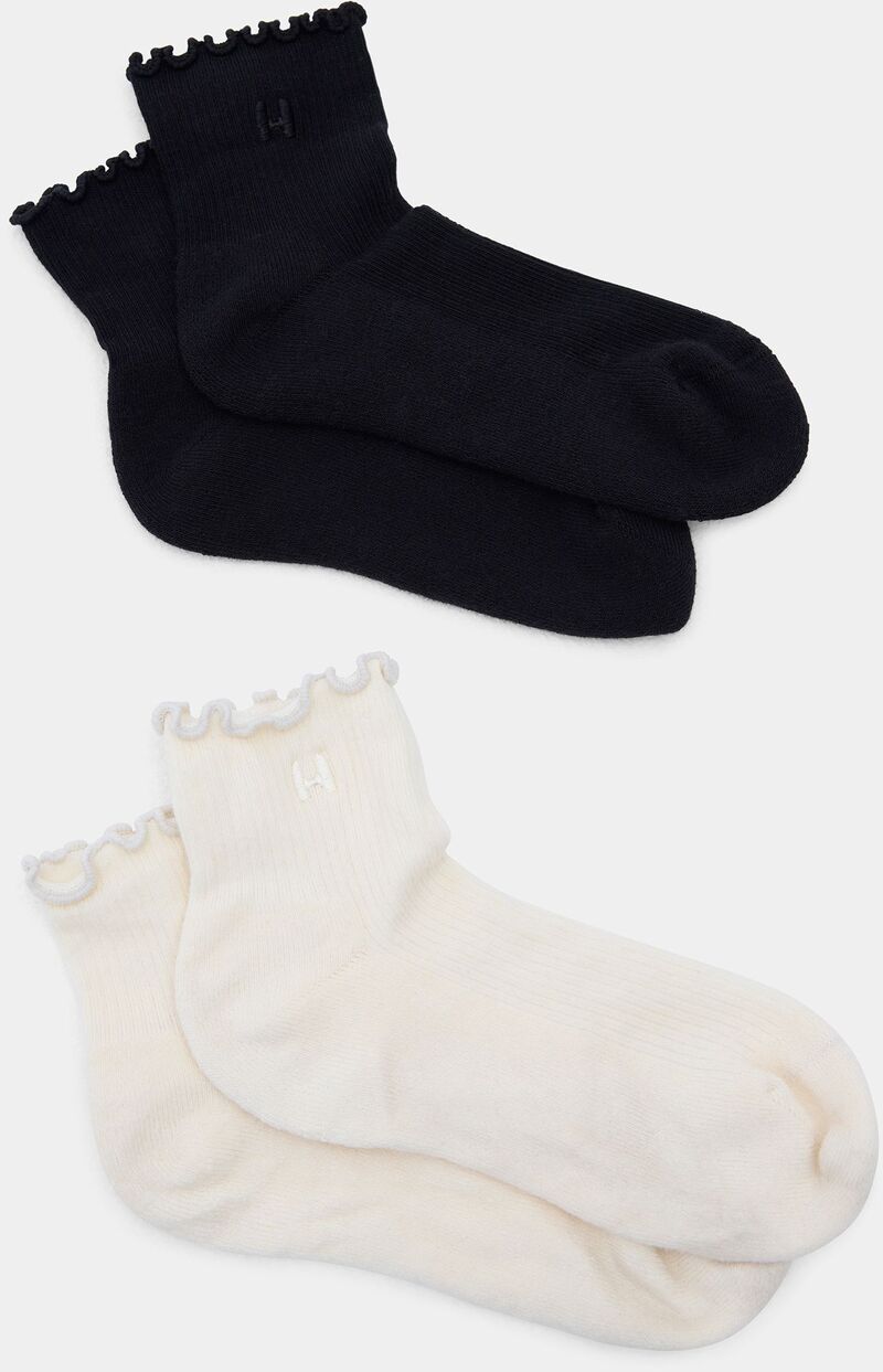ハーフデイズ メンズ アンダーウェア 靴下 フリル Halfdays Ruffle Crew Socks 2 Pack BlackOatmilk ブラック