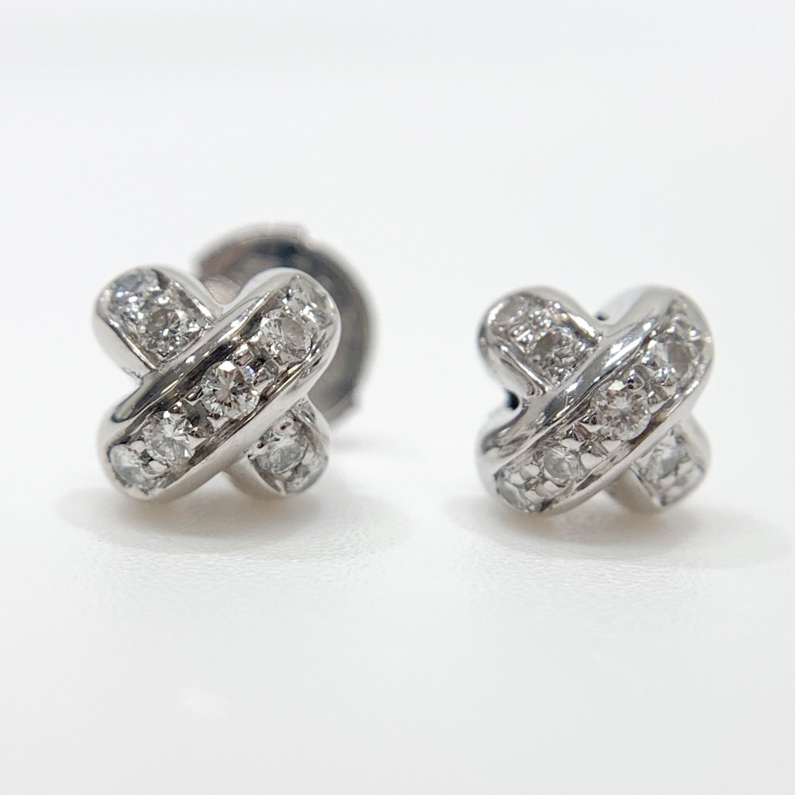 中古】 ショーメ Chaumet リアン ピアス ダイヤモンド K18WG ホワイト 