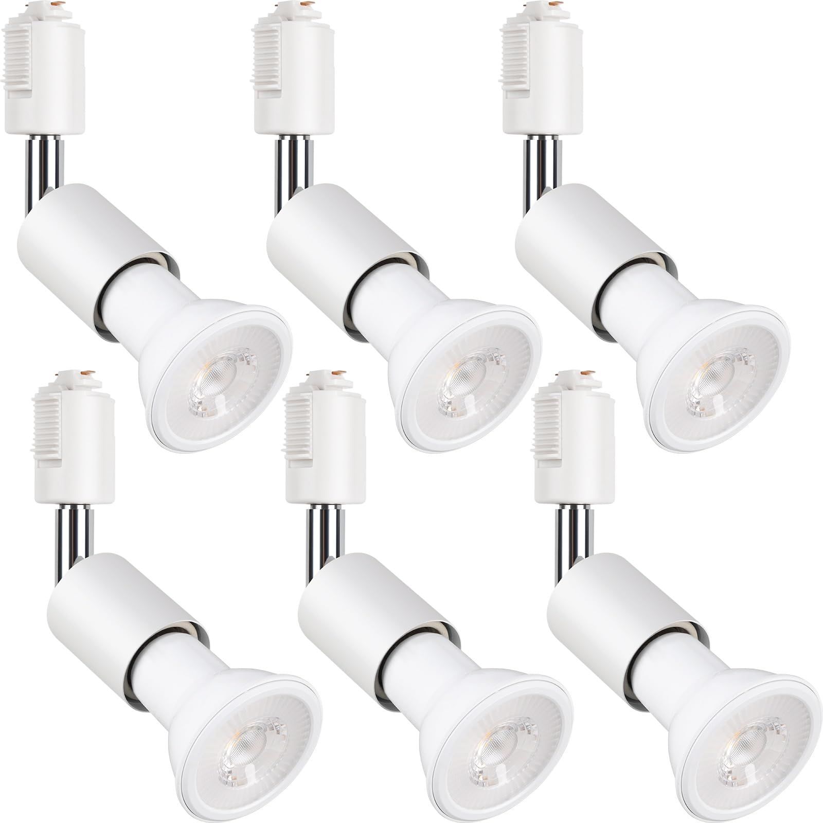 szbritelight スポットライト e26 ダクトレールライト 電球付き ダクトレール用照明器具 ライティングレール 照明 PAR20 レフ球型 ランプ付 LED電球+器具セット (ホワイト, 電球色 6個セット)