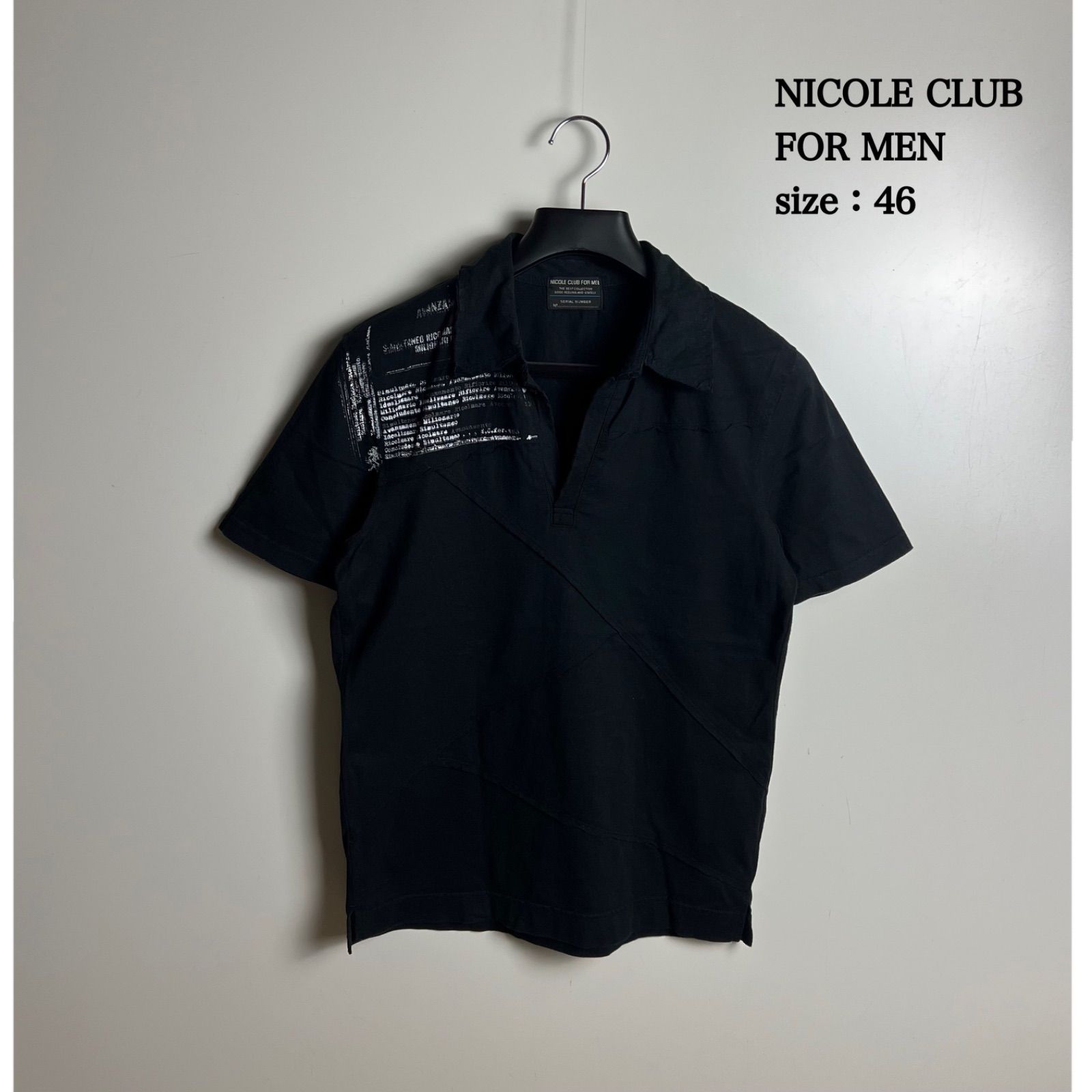 00s NICOLE CLUB FOR MEN ギミックシャツ　グランジ Y2K NICOLE CLUB FOR MEN y2k archive cutting polo shirts 46 M ニコル