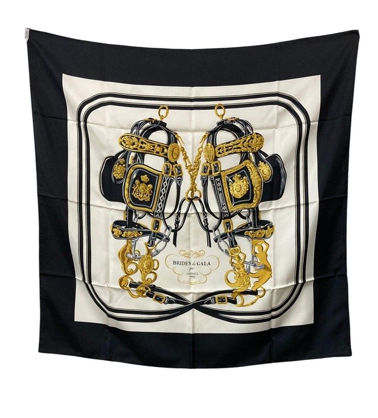 HERMES エルメス カレ90 BRIDES de GALA 式典用馬勒 スカーフ 中古 D4