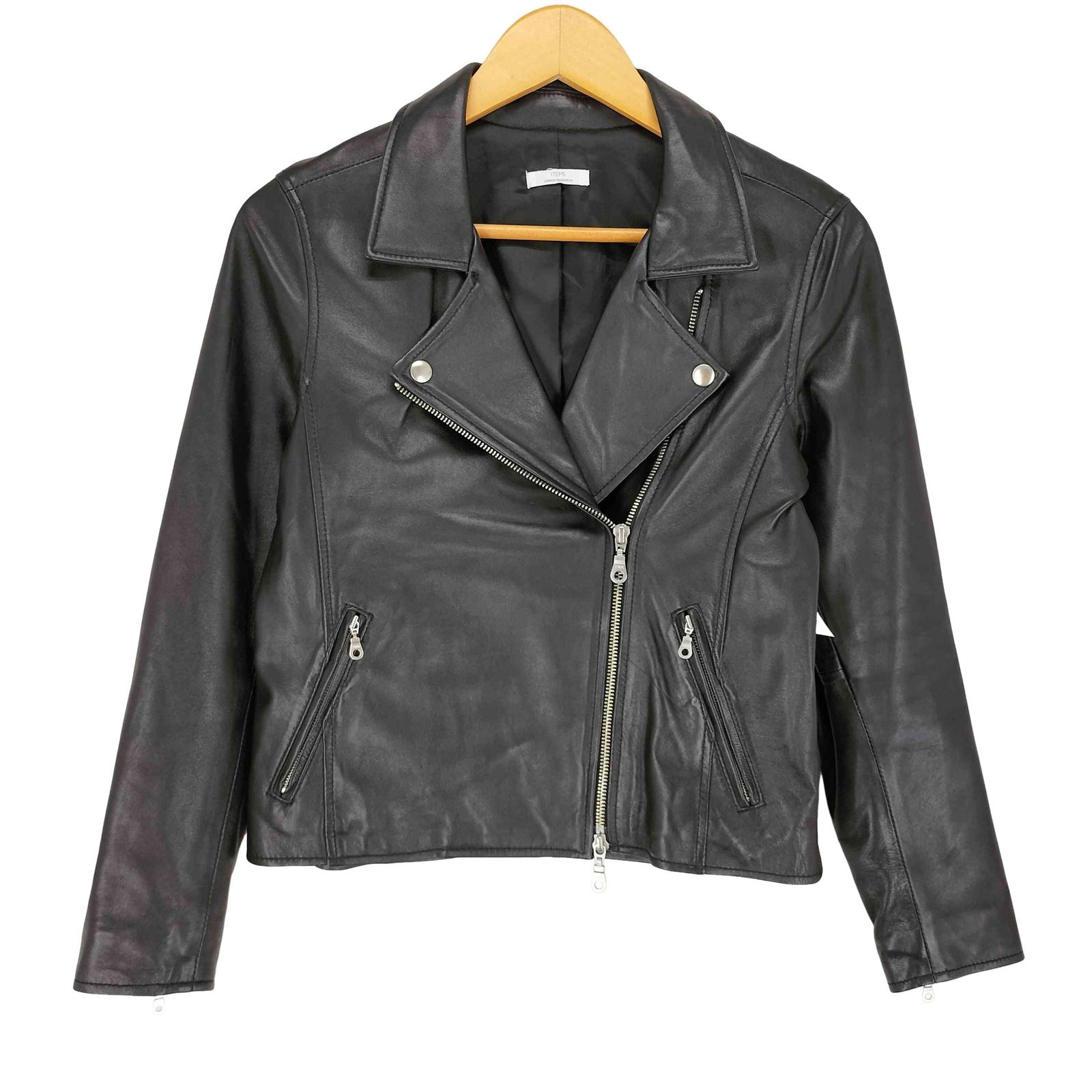 アイテムズアーバンリサーチ ITEMS URBAN RESEARCH lamb leather ラムレザーダブルライダースジャケット レディース S