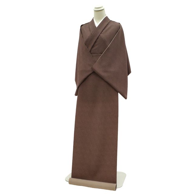 新品】 江戸小紋 着物 着尺 反物 正絹 こげ茶 大小霰 丹後ちりめん