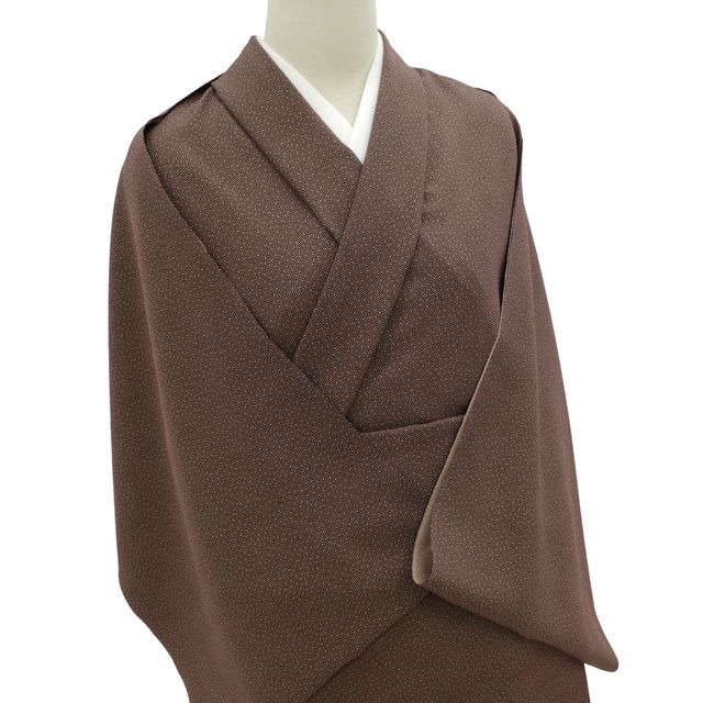 新品】 江戸小紋 着物 着尺 反物 正絹 こげ茶 大小霰 丹後ちりめん