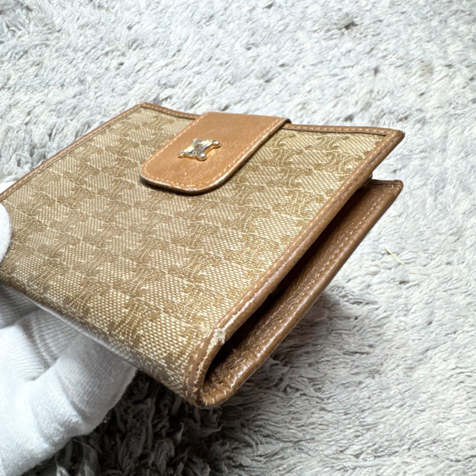 CELINE セリーヌ 二つ折り財布 ヴィンテージ マカダム柄 がま口 レザー