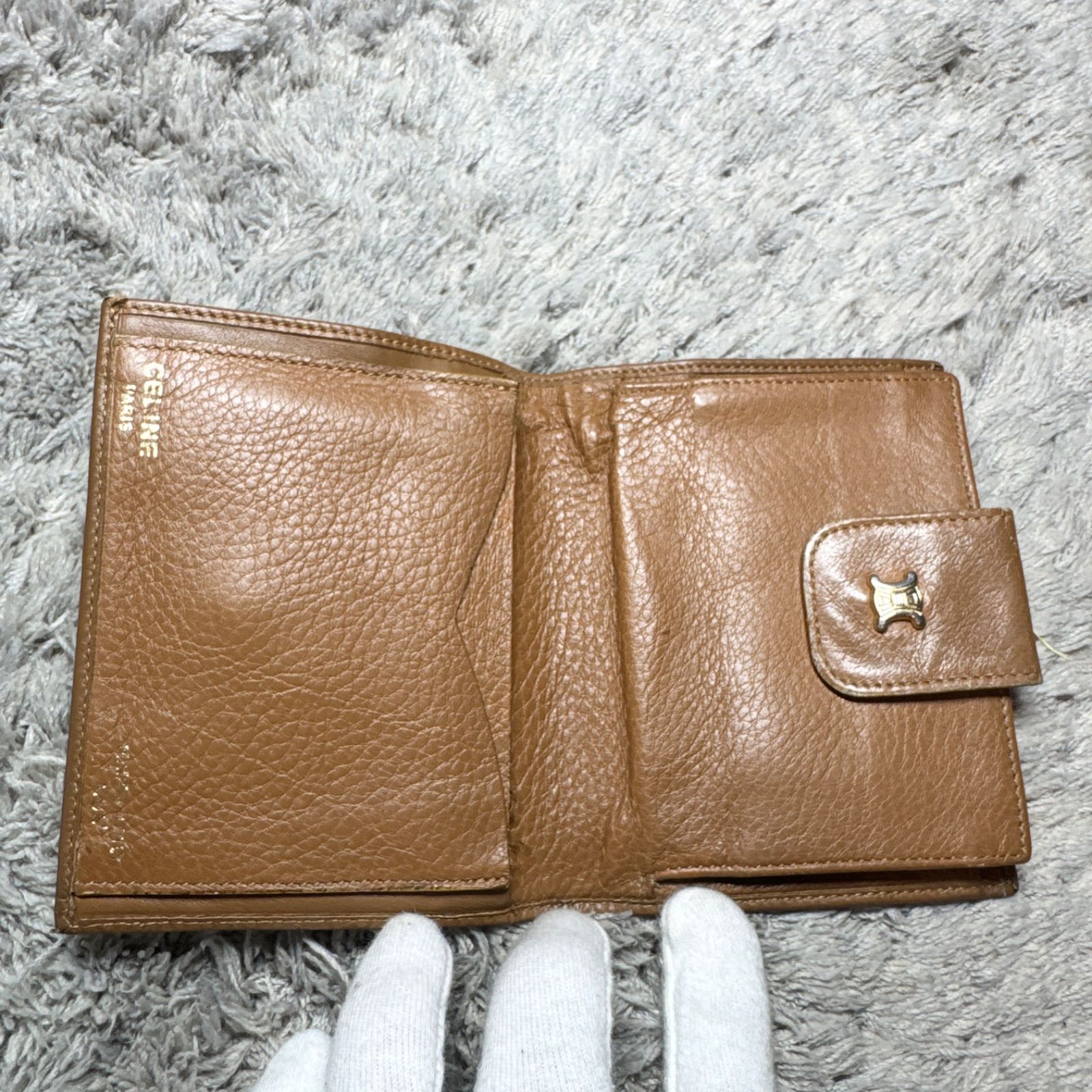 CELINE セリーヌ 二つ折り財布 ヴィンテージ マカダム柄 がま口 レザー