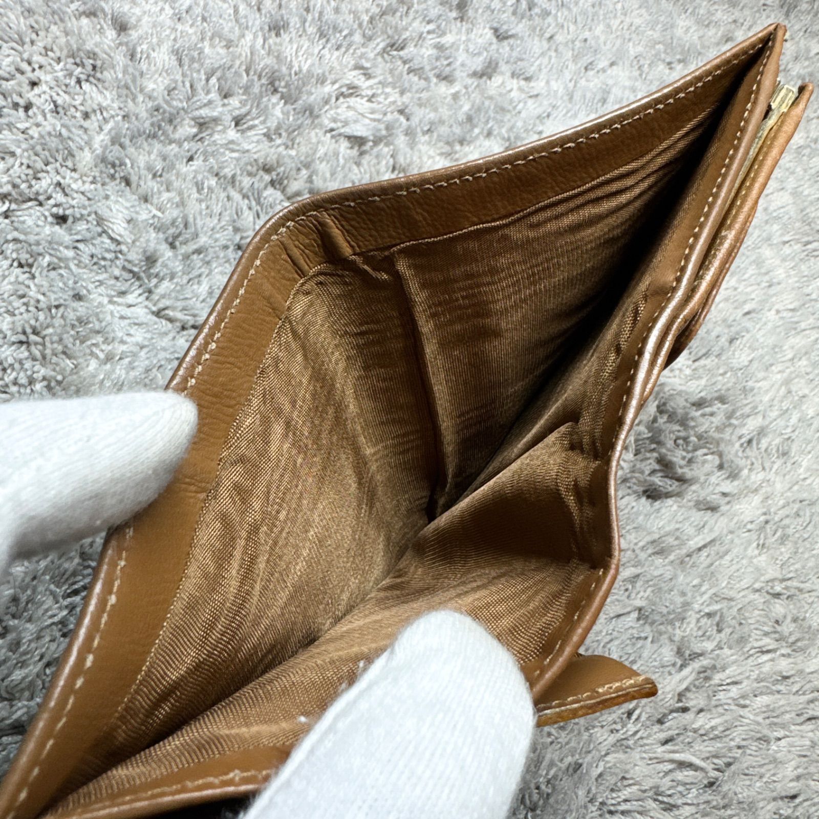 CELINE セリーヌ 二つ折り財布 ヴィンテージ マカダム柄 がま口 レザー