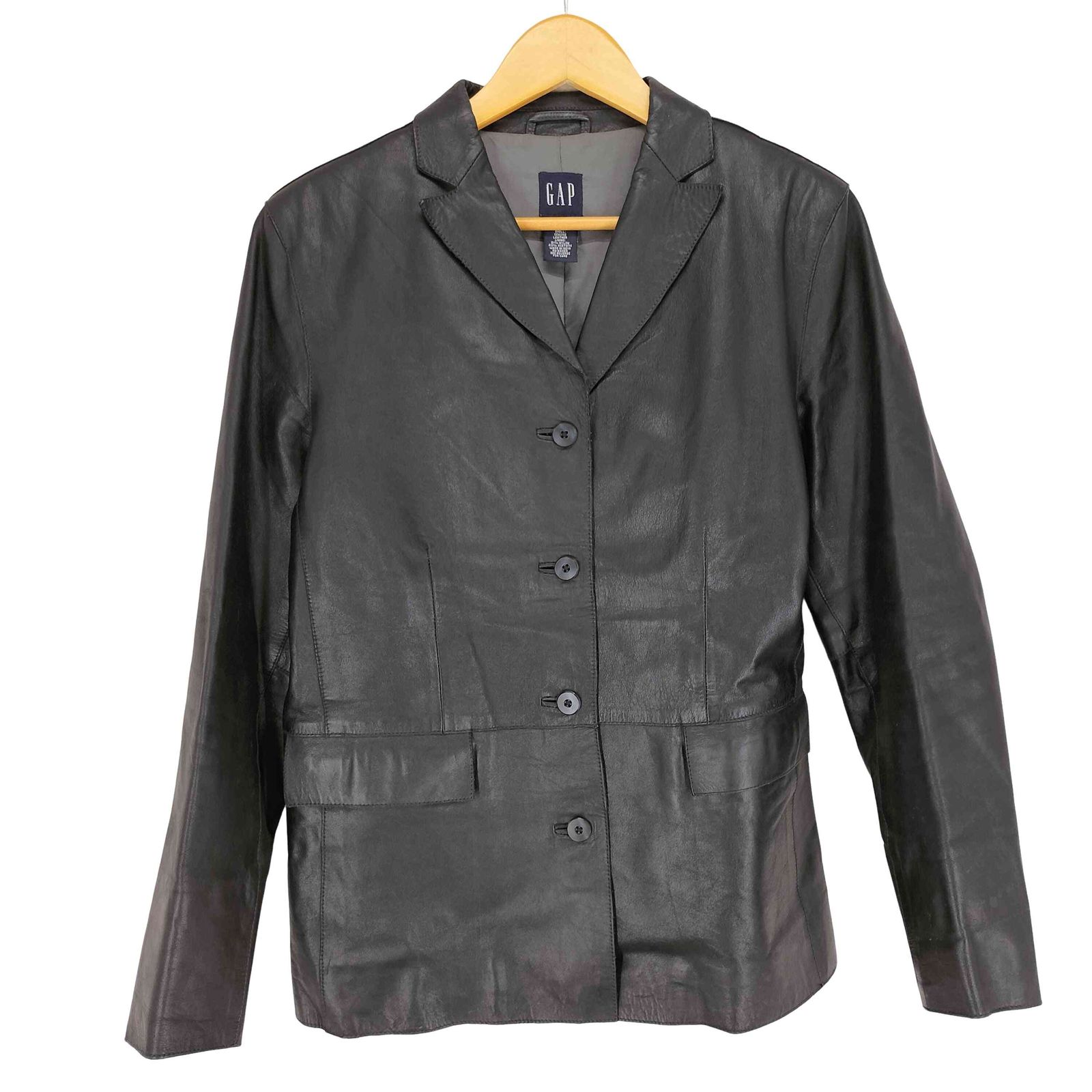 ギャップ Gap GENUINE LEATHER 本革 4Bテーラードジャケット レディース M